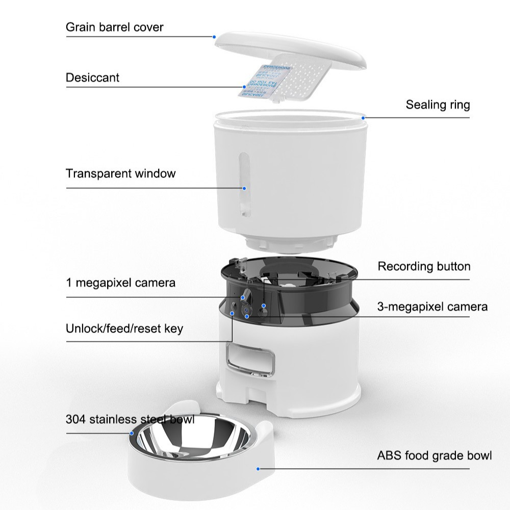 4L App-Controlled Smart Pet Feeder with Dual Cameras