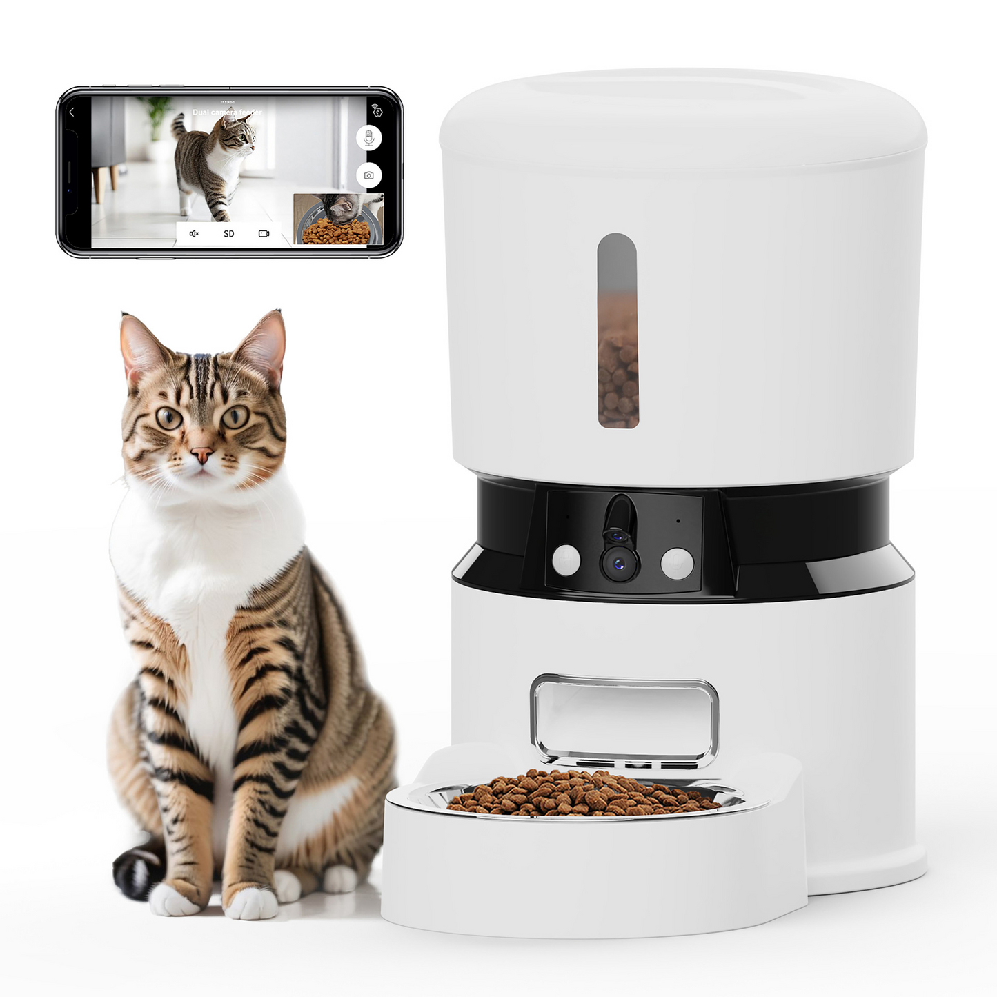 4L App-Controlled Smart Pet Feeder with Dual Cameras
