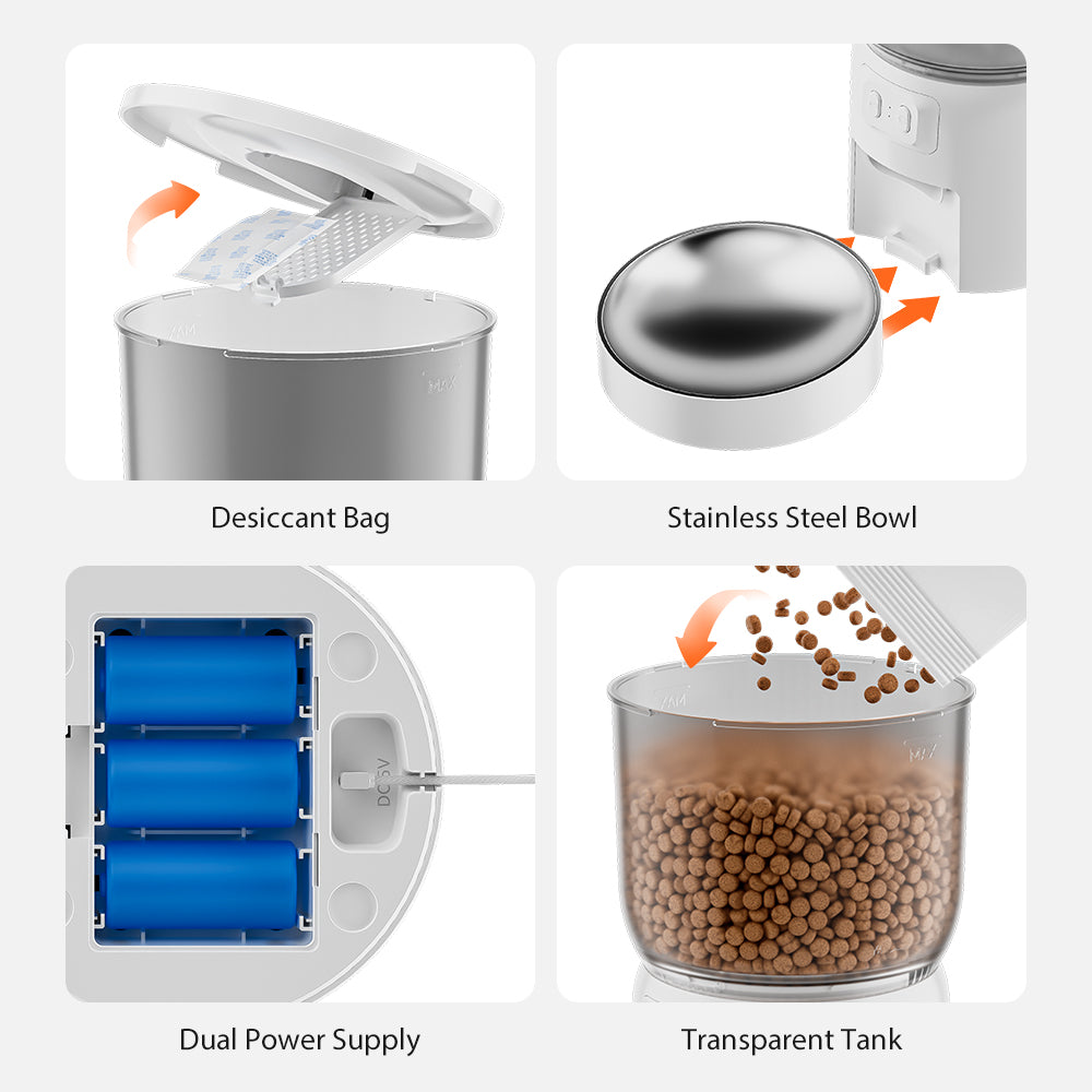 Automatic Pet Feeder with Camera , App-Controlled Pet - Food Dispenser