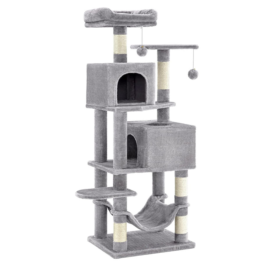 155cm Cat Tree, Plush Multi-Level Cat Condo