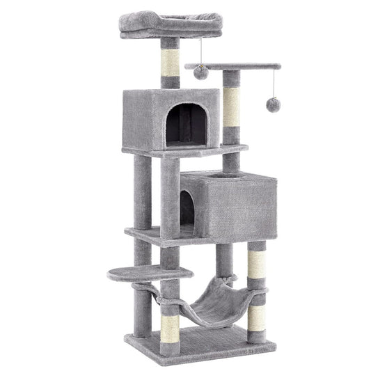 155cm Cat Tree, Plush Multi-Level Cat Condo