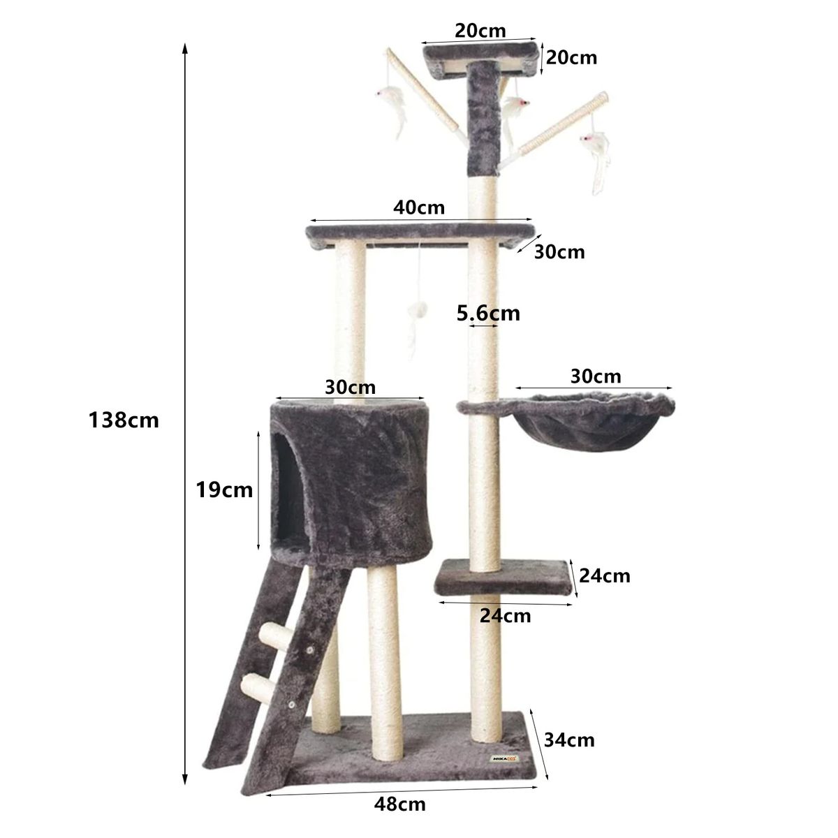 138cm Grey Cat Tree